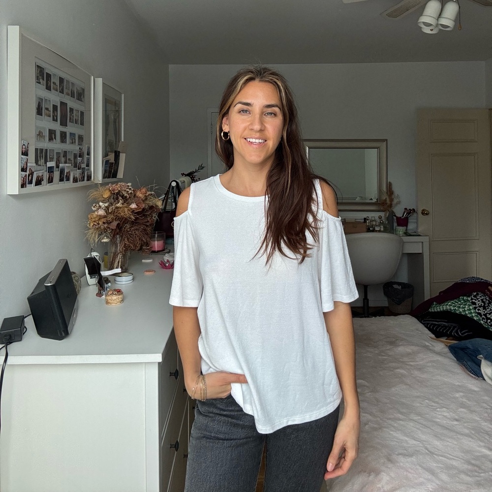 White Cold Shoulder Casual Top